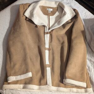 Christopher and Banks Vintage Boho Large Womens Tan Suede Button Up